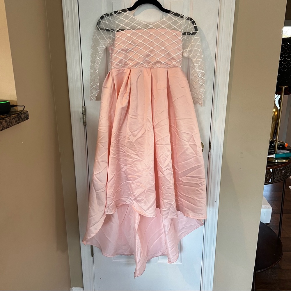 Girls dress 8/10 pink with button back